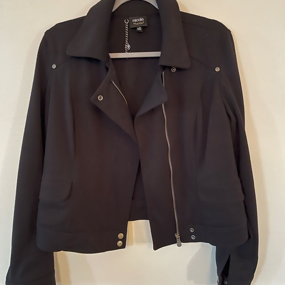 Nicole miller black bomber jacket. Purchased but never worn. - Picture 1 of 4